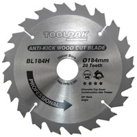 184mm x 30mm x 20T Anti-Kick Wood TCT Saw Blade Thumbnail